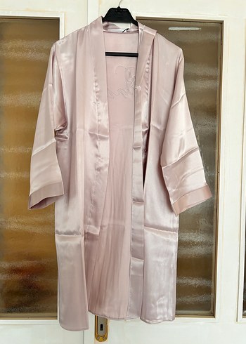 Taş İşlemeli pudra renk Bride Sabahlık - Görsel 4