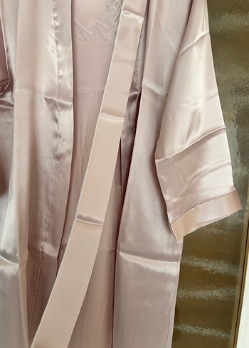 Taş İşlemeli pudra renk Bride Sabahlık - Görsel 3