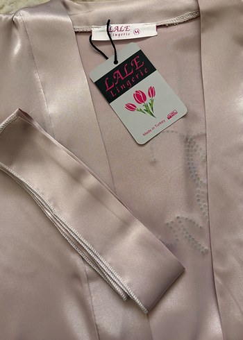 Taş İşlemeli pudra renk Bride Sabahlık - Görsel 6