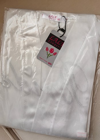 Taş İşlemeli Beyaz Midi Bride Sabahlık - Görsel 4