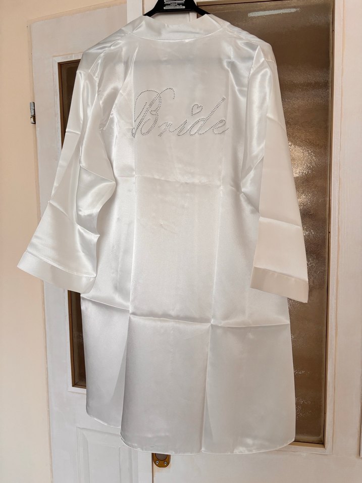 Taş İşlemeli Beyaz Midi Bride Sabahlık - Görsel 3