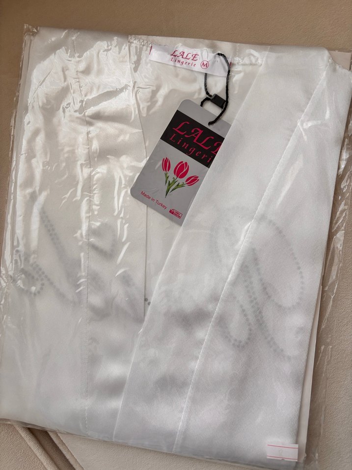 Taş İşlemeli Beyaz Midi Bride Sabahlık - Görsel 4