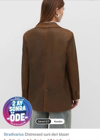 Stradivarius Stradivarius Kadın Kahverengi Deri Blazer Ceket