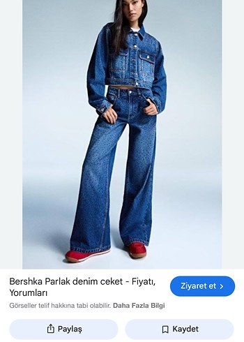 Bershka Parlak Mavi Denim Jea