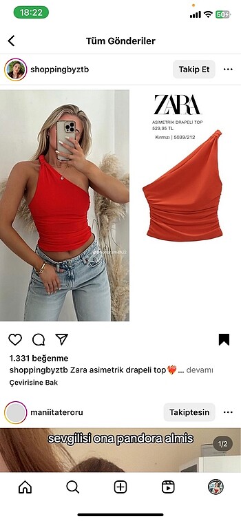 Zara asimetrik bluz SON FİYAT