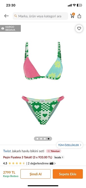 s Beden Twist bikini seti