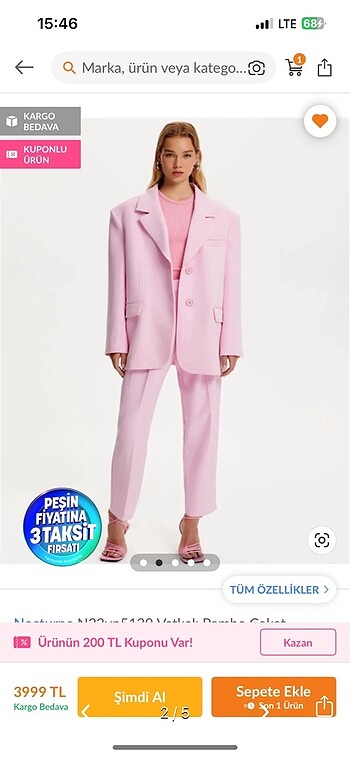 xl Beden pembe Renk Nocturne blazer ceket