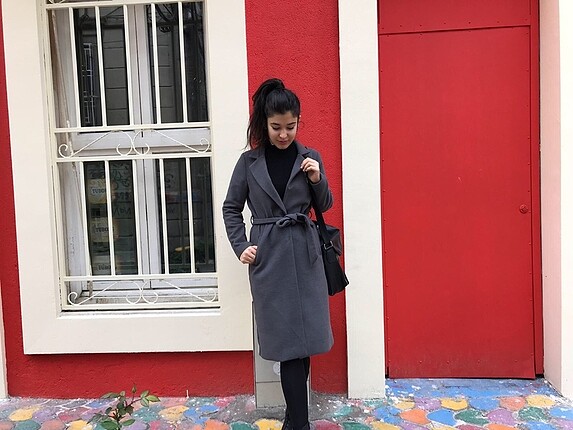 Koton kaşe kaban gri