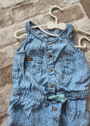 18-24 Ay Beden Kız Çocuk Mavi Denim Tulum