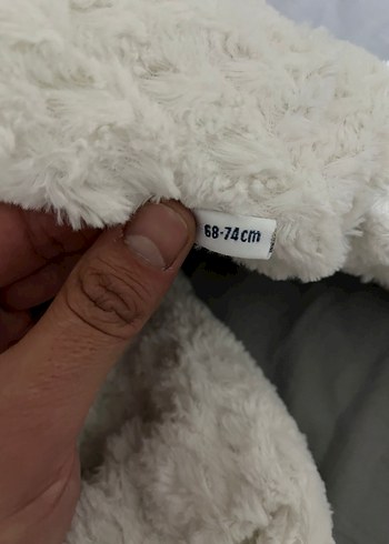 Peluş Beyaz Bebek Tulumu Kulaklı Kapüşonlu - Görsel 3