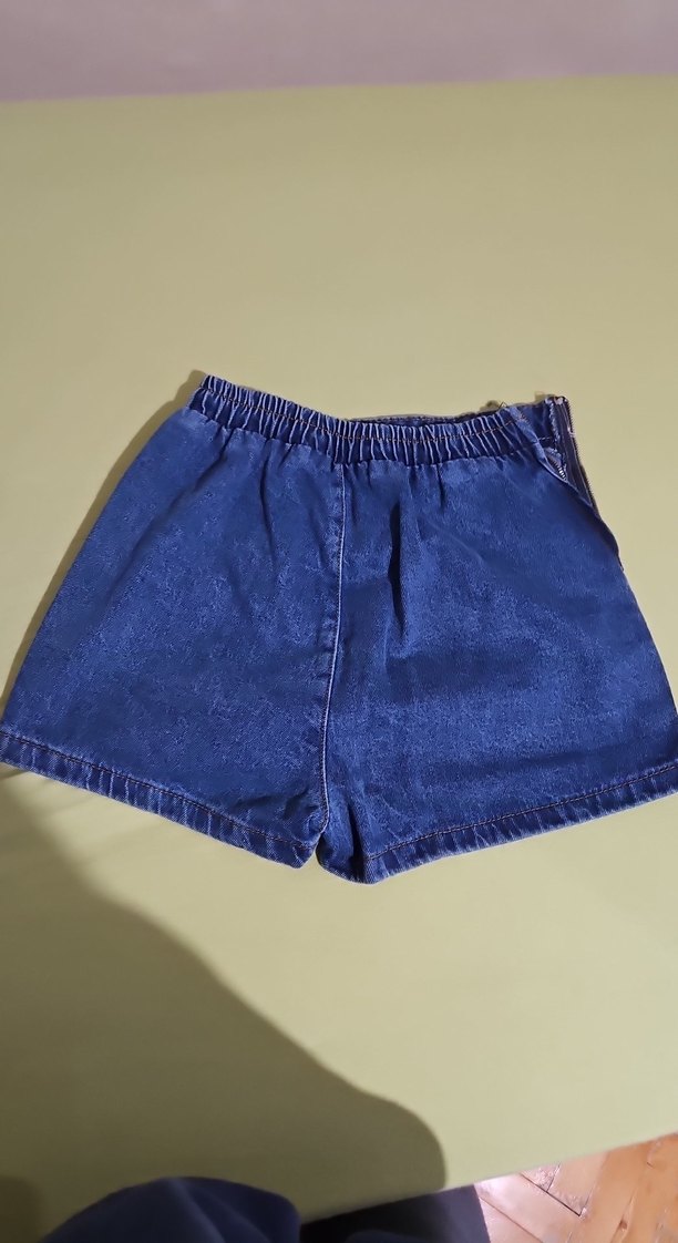 Kadın Mavi Mini Kot Şort - Görsel 3