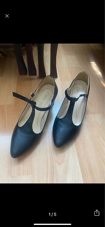 Siyah Suni Deri Kalın Topuklu Ayakkabı