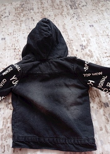 Kürk Detaylı Kapüşonlu Erkek Çocuk Kot Ceket - Görsel 6