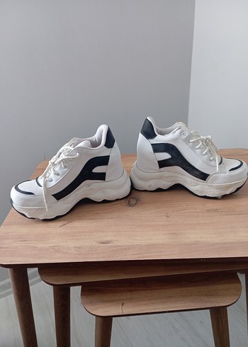 Beyaz Platform Topuklu Spor Kadın Sneakers - Görsel 3