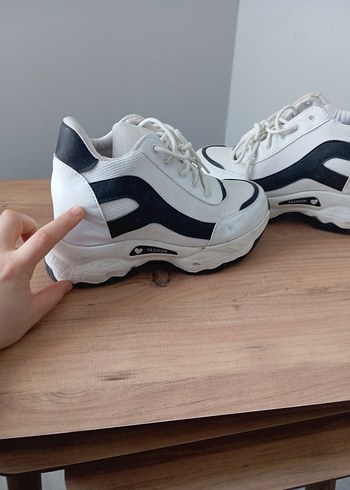 Beyaz Platform Topuklu Spor Kadın Sneakers - Görsel 7