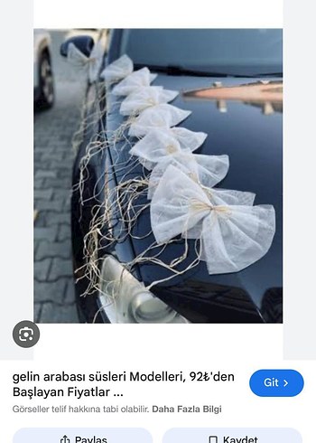 Beyaz Kurdeleli Gelin Arabası Süsü