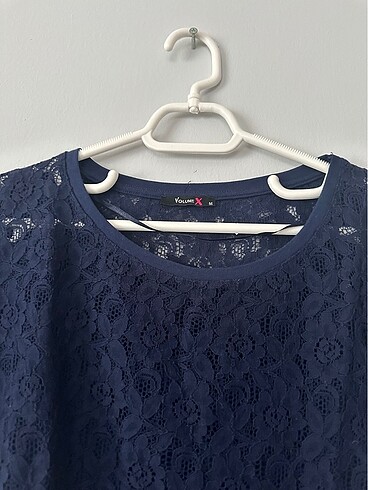 Vintage Love Lacivert Dantel Desenli Bluz