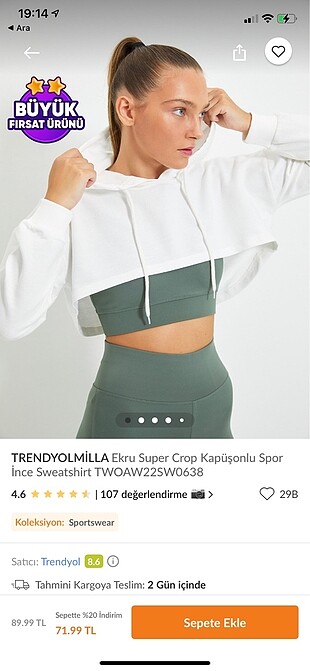 Trendyolmilla beyaz crop swearshirt