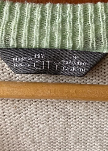 V Yaka Bej Yeşil renklerde Triko Midi Elbise Süveter - Görsel 9