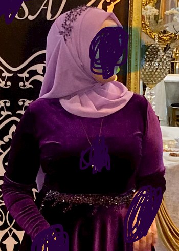 Mor Boncuklu Saç Eşarp Türban Elbise Aksesuarı - Görsel 4