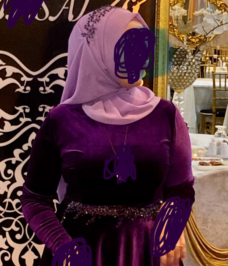 Mor Boncuklu Saç Eşarp Türban Elbise Aksesuarı - Görsel 4