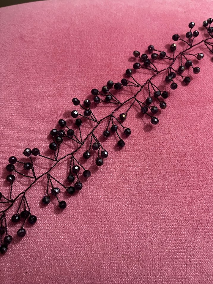 Mor Boncuklu Saç Eşarp Türban Elbise Aksesuarı - Görsel 2