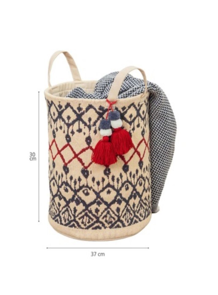 STOKTA YOK Bohem Kilim Desenli Yuvarlak Sepet - Görsel 4