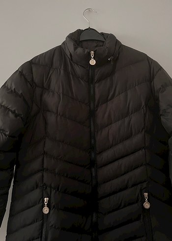 Siyah Uzun Kadın Tesettüre Uygun Şişme Kaban Mont - Görsel 2