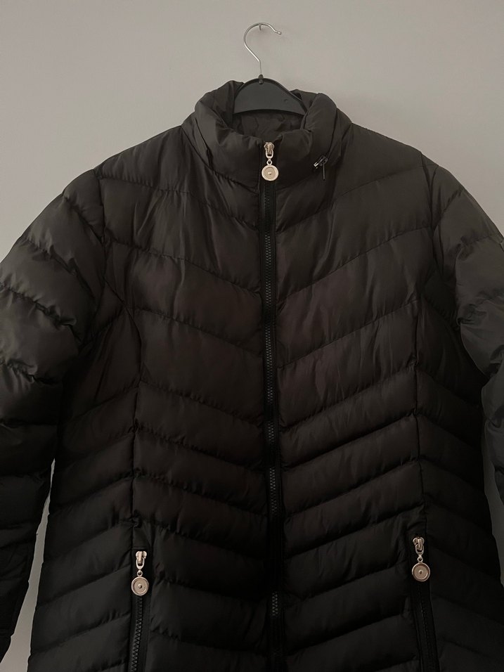 Siyah Uzun Kadın Tesettüre Uygun Şişme Kaban Mont - Görsel 2