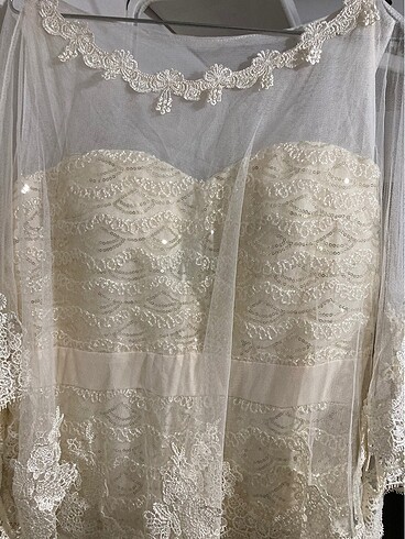 Gelinlik/ nikah elbisesi / sünnet annesi kıyafeti pelerinli - Görsel 8