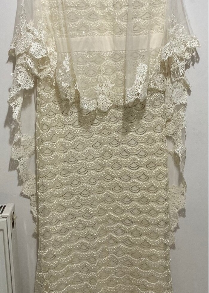 Gelinlik/ nikah elbisesi / sünnet annesi kıyafeti pelerinli - Görsel 5