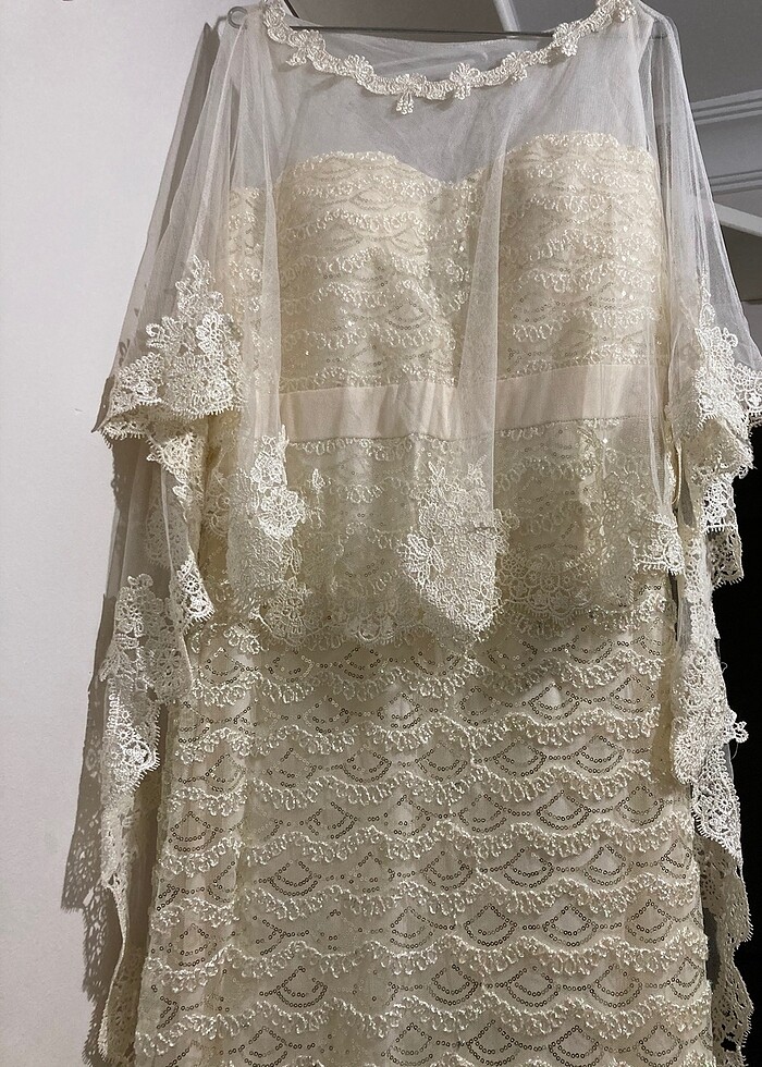 Gelinlik/ nikah elbisesi / sünnet annesi kıyafeti pelerinli - Görsel 2