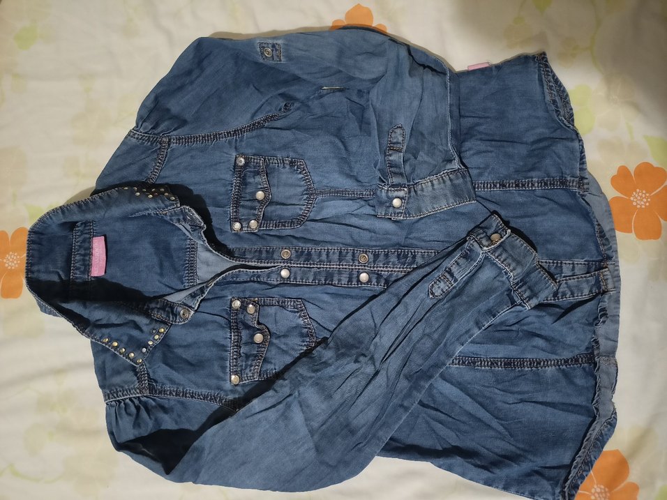 kot gömlek kız çocuk çıtçıt detaylı 7/8 yaş - Görsel 2