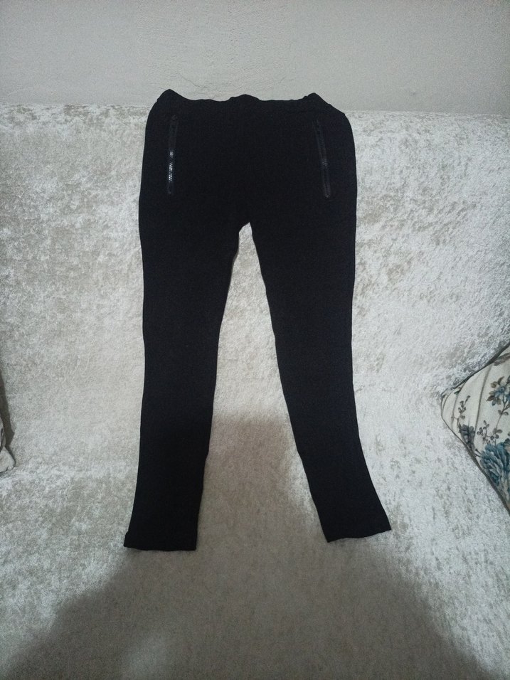 Siyah Fermuarlı kız cocuk Dar Kesim tayt - Görsel 2