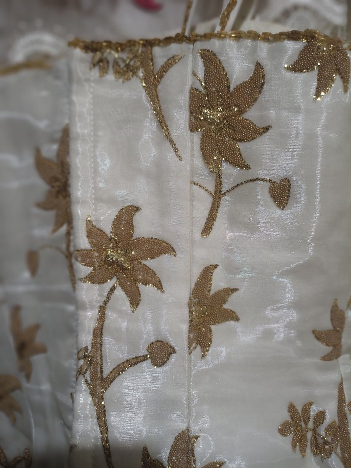 Dantel İşlemeli Straplez Beyaz Uzun Abiye - Görsel 3