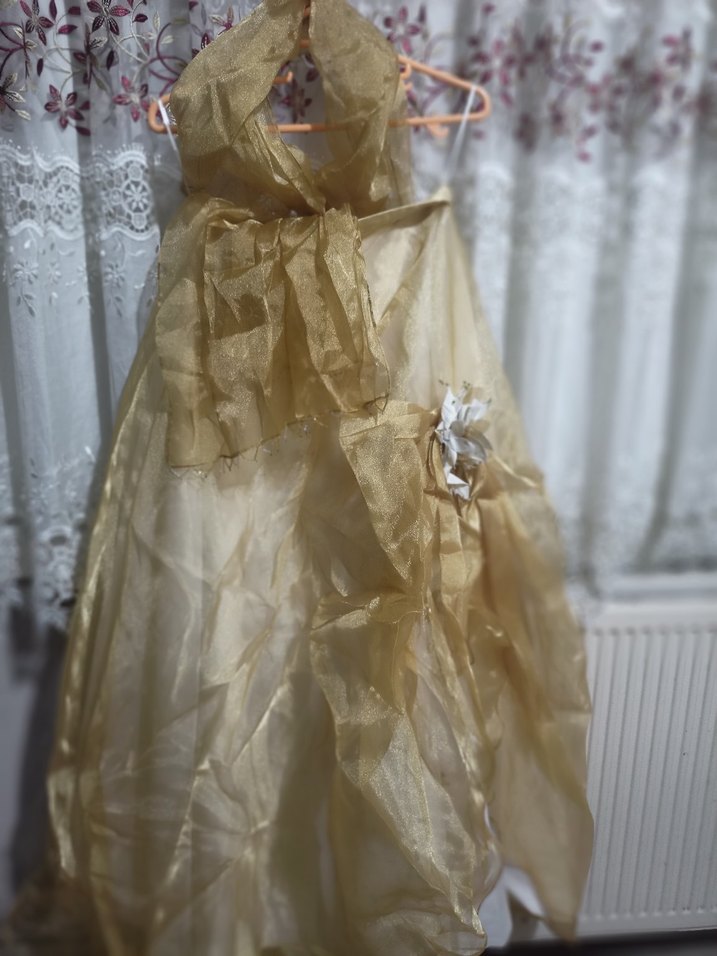 Dantel İşlemeli Straplez Beyaz Uzun Abiye - Görsel 4