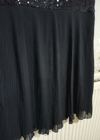 Siyah Kolsuz Midi Abiye Elbise - Görsel 3