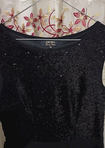 Siyah Kolsuz Midi Abiye Elbise - Görsel 2