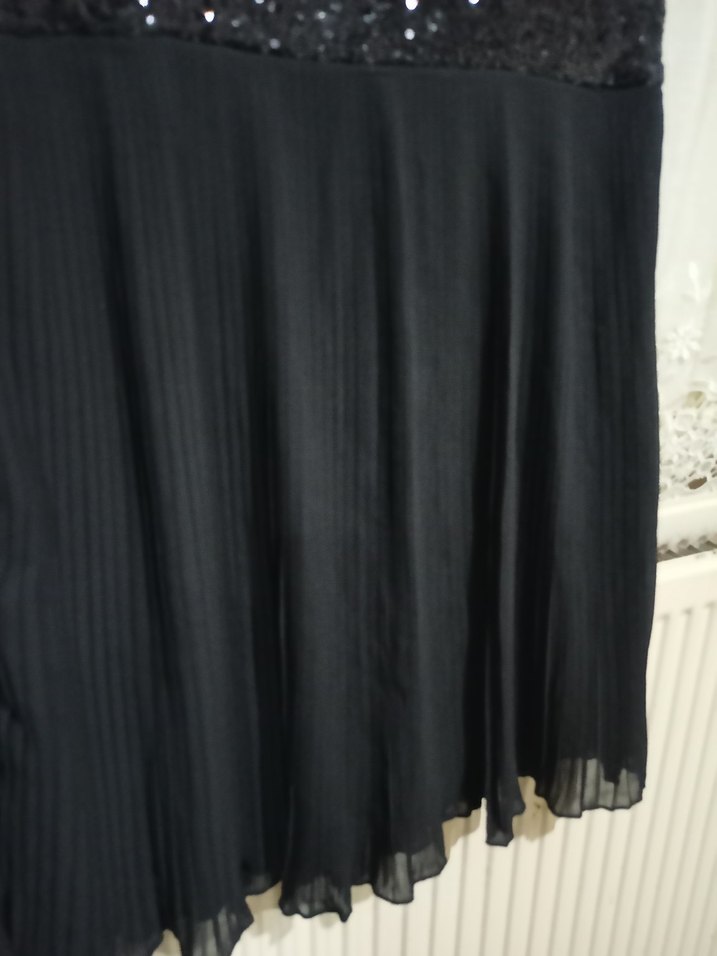 Siyah Kolsuz Midi Abiye Elbise - Görsel 3