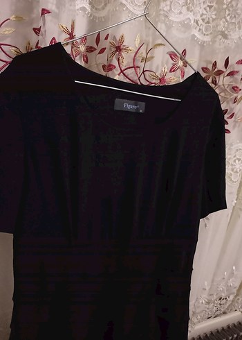 Siyah Midi Kısa Kollu ofis gece Elbisesi - Görsel 2