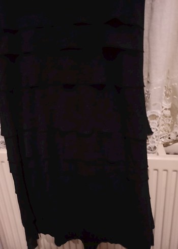 Siyah Midi Kısa Kollu ofis gece Elbisesi - Görsel 3