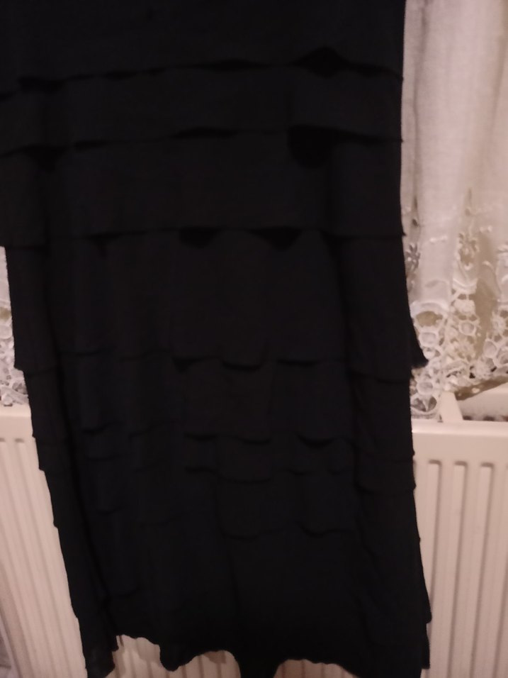 Siyah Midi Kısa Kollu ofis gece Elbisesi - Görsel 3