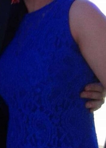 Balık model dantel elbise saks mavisi s beden - Görsel 5