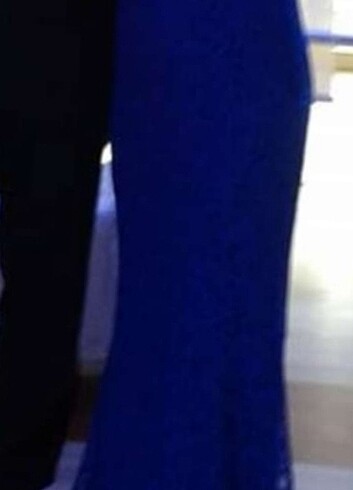 Balık model dantel elbise saks mavisi s beden - Görsel 6