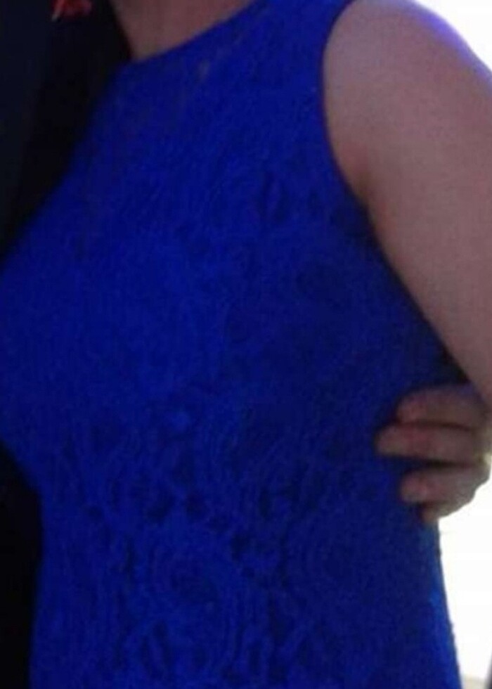 Balık model dantel elbise saks mavisi s beden - Görsel 5