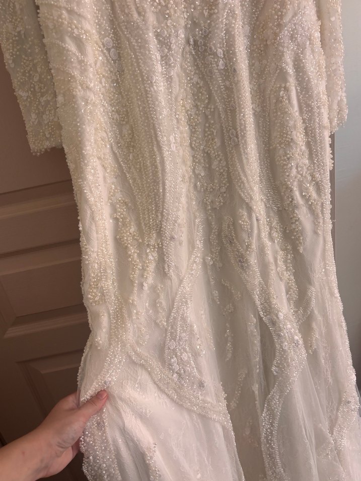 özel dkm dekolte isteğe göreaçtırılabilir uzun kuyruklu gelinlik - Görsel 4