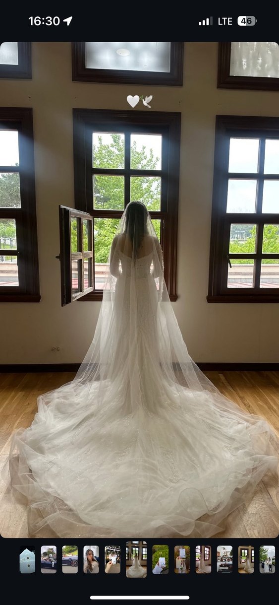 özel dkm dekolte isteğe göreaçtırılabilir uzun kuyruklu gelinlik - Görsel 3