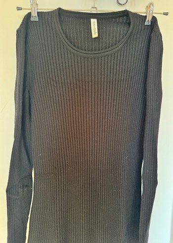 Siyah Triko Midi Elbise Uzun Kollu - Görsel 4