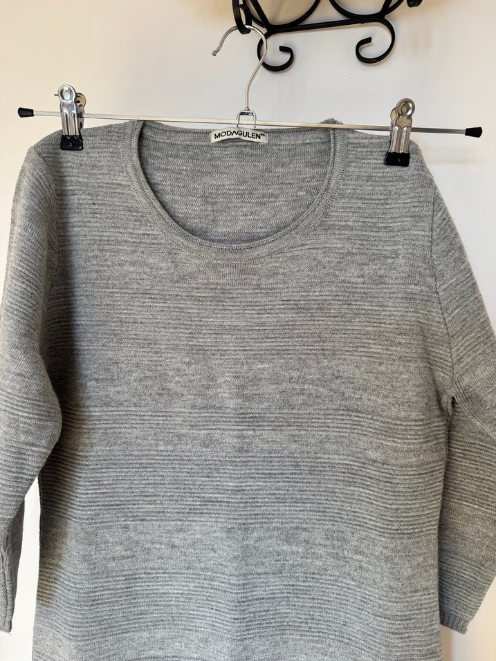 Gri Kadın Triko Midi Elbise - Görsel 2