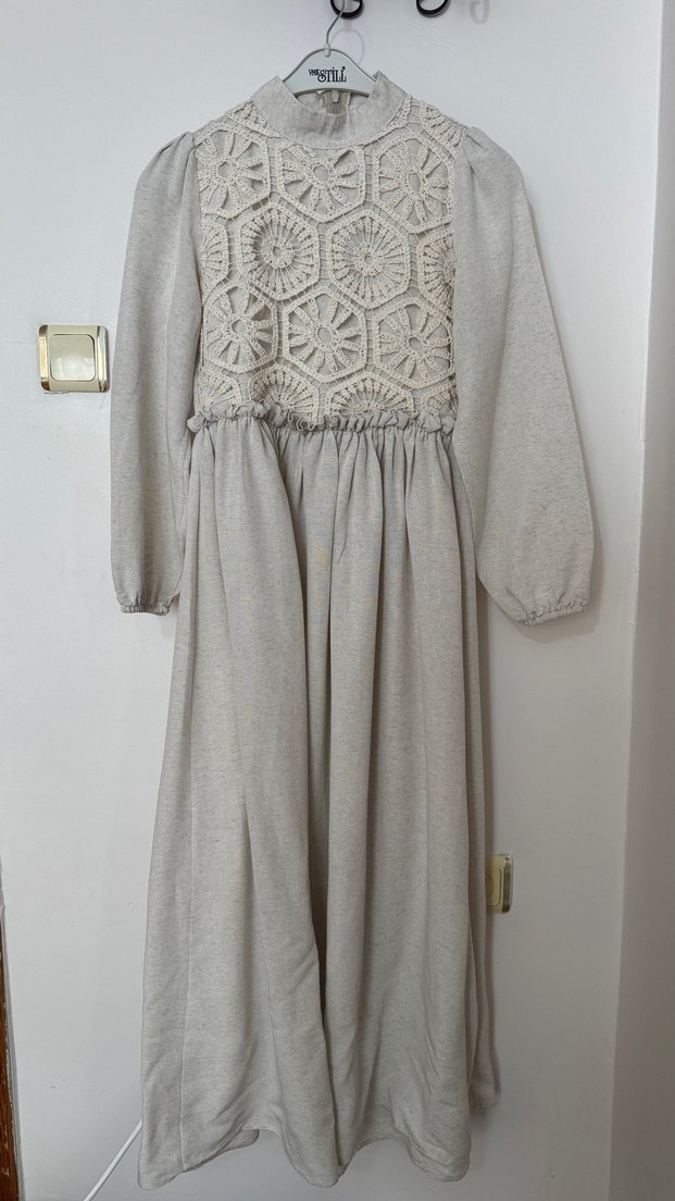 Bohem Nakışlı Uzun Triko Elbise - Görsel 2